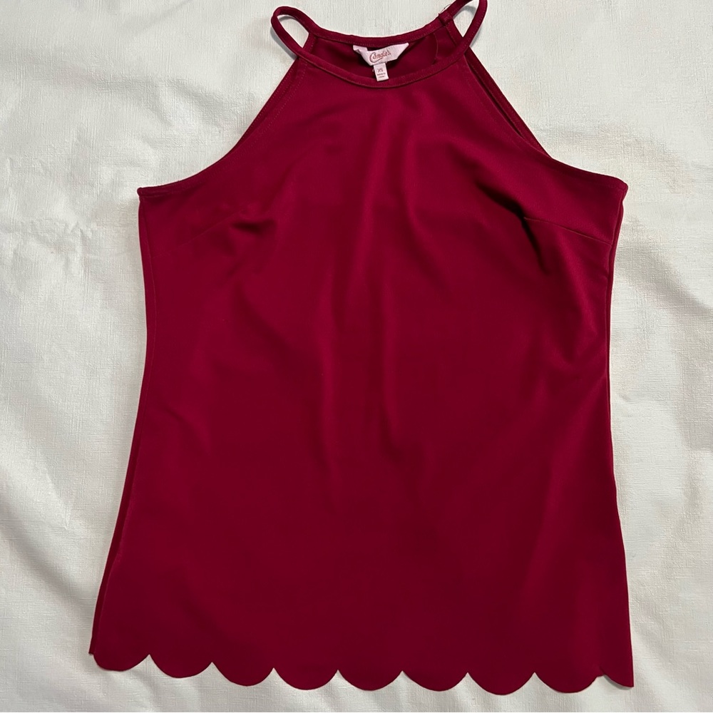 Candie’s Tunic Scallop Trim Tank Top Size XS Red